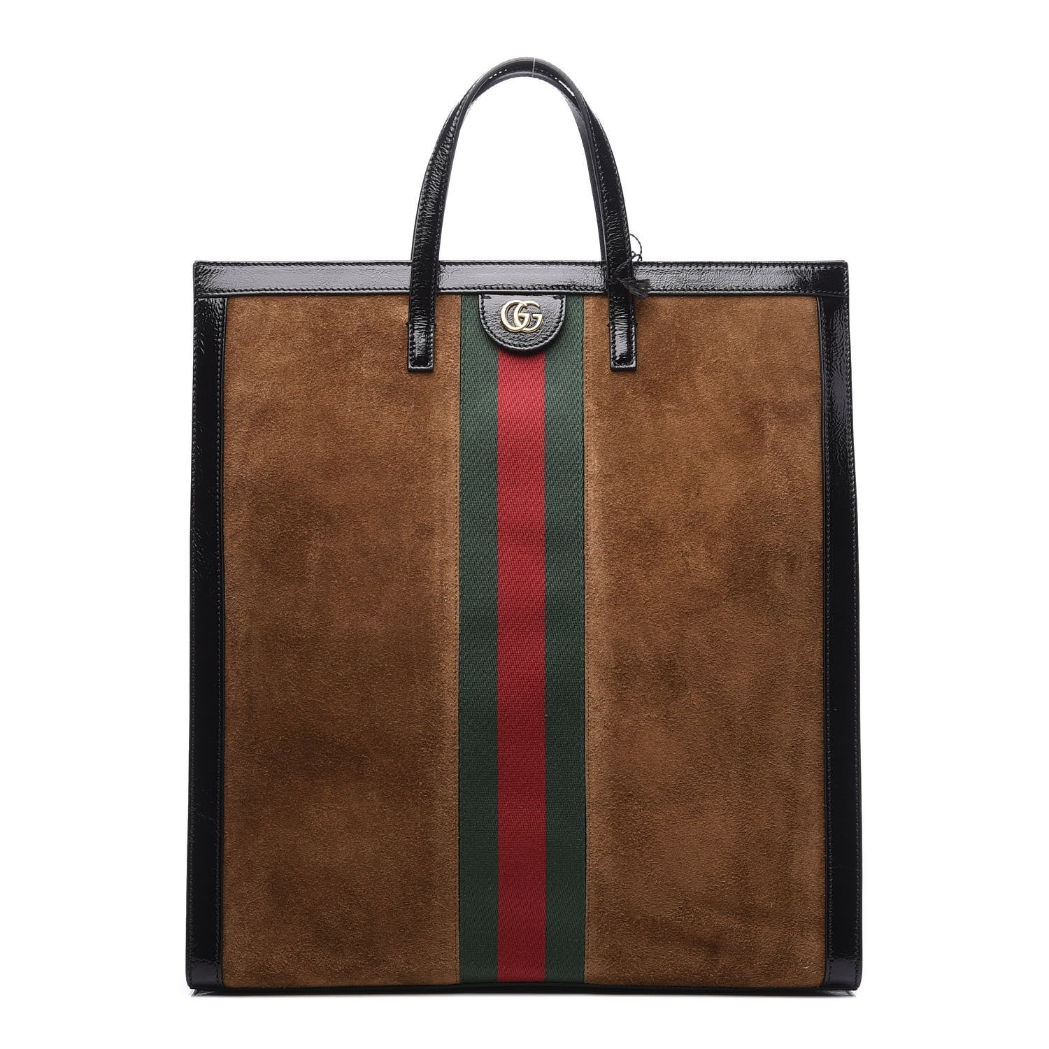 Gucci Suede Patent Web Ophidia Vertical Tote Nocciola Black 1 of 10