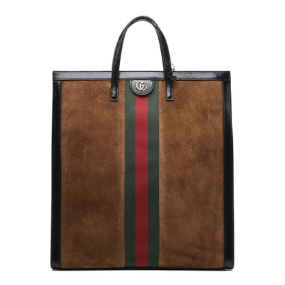 Gucci Suede Patent Web Ophidia Vertical Tote Nocciola Black 1 of 10