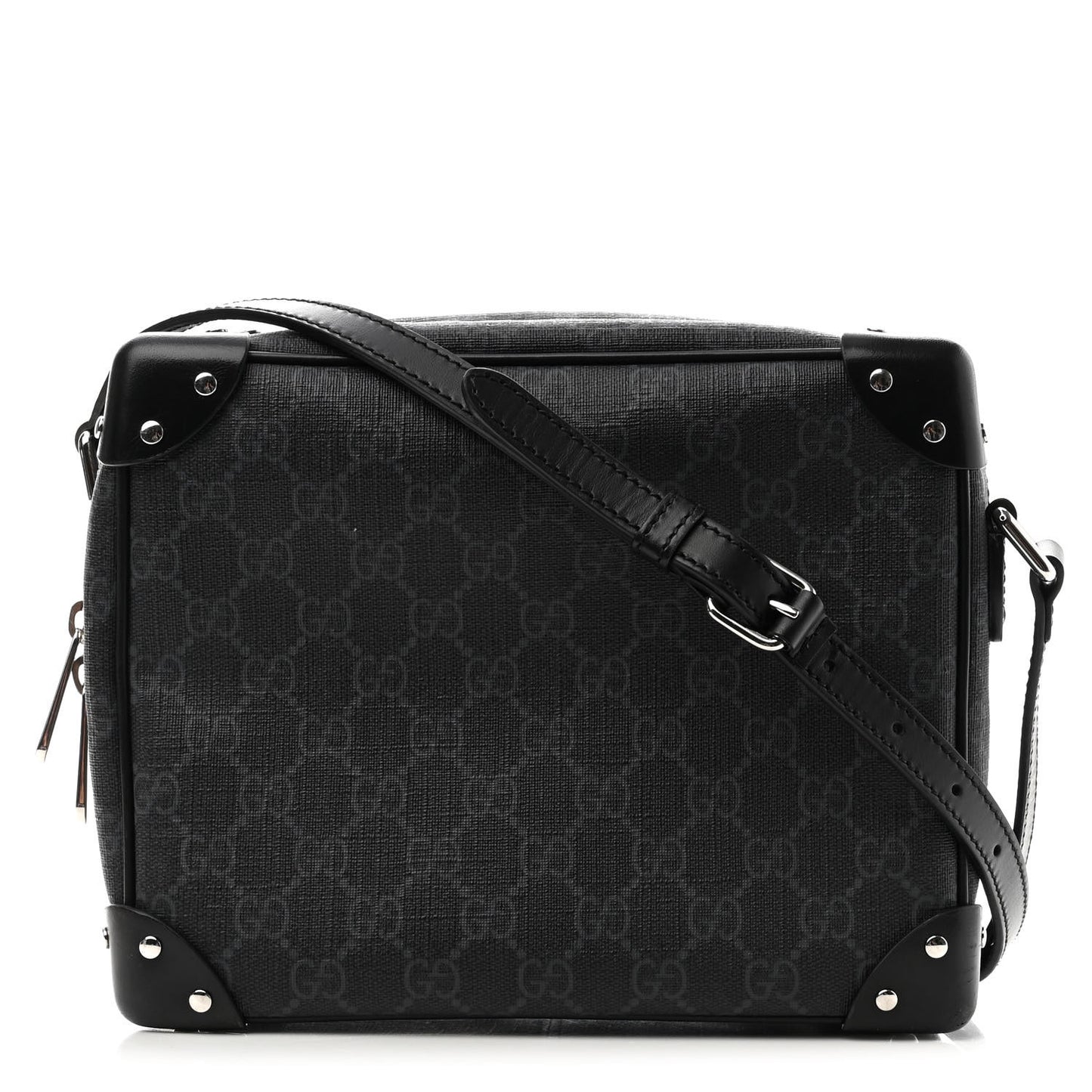 GG Supreme Monogram Selleria Calfskin Square Messenger Bag Black