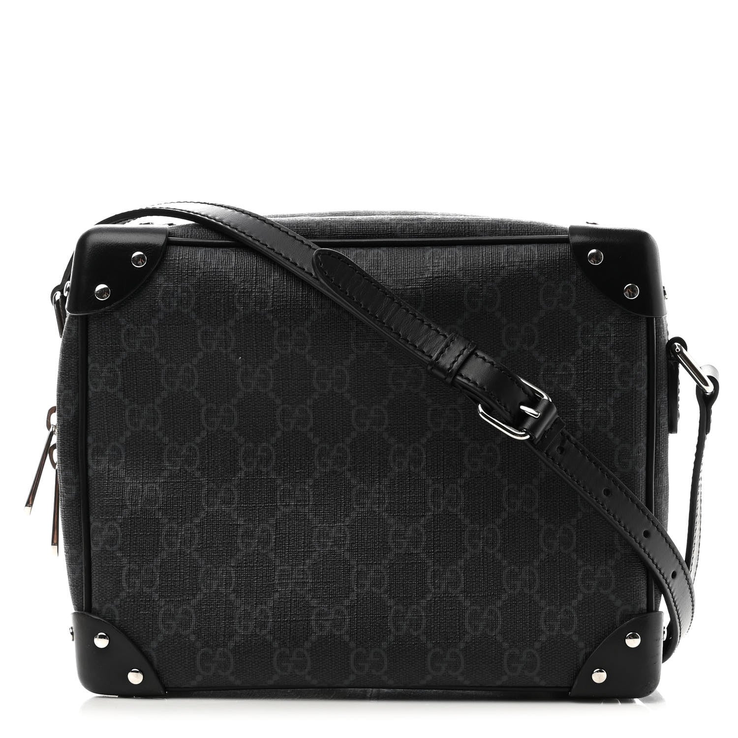 Gucci GG Supreme Monogram Selleria Calfskin Square Messenger Bag Black 1 of 12