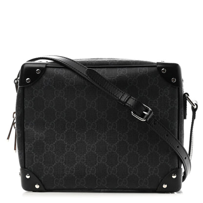 Gucci GG Supreme Monogram Selleria Calfskin Square Messenger Bag Black 1 of 12