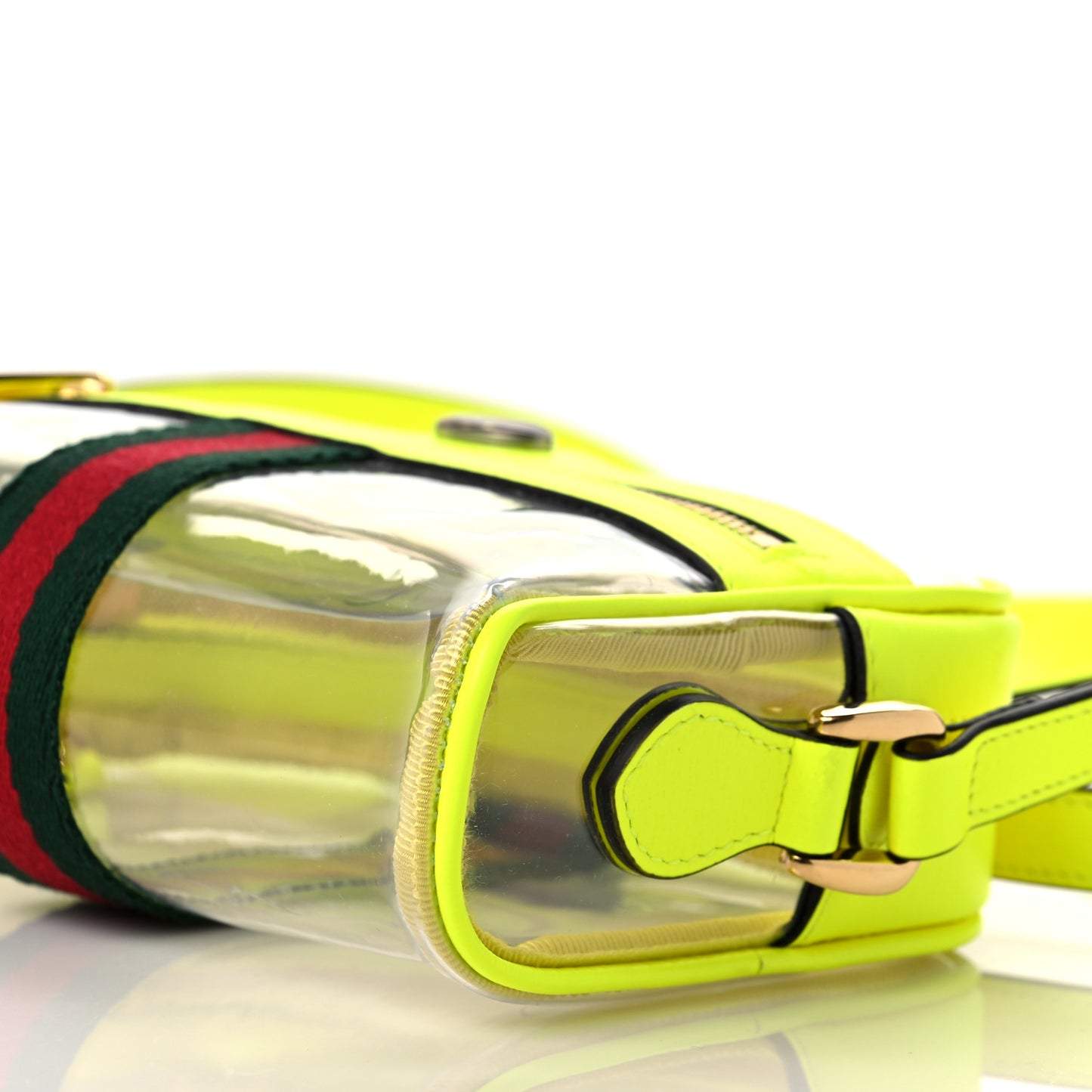 Vinyl Web Mini Ophidia Transparent Shoulder Bag Yellow Fluo