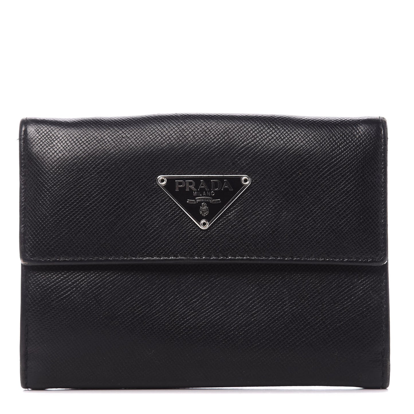Saffiano Tri-Fold Compact Wallet Black