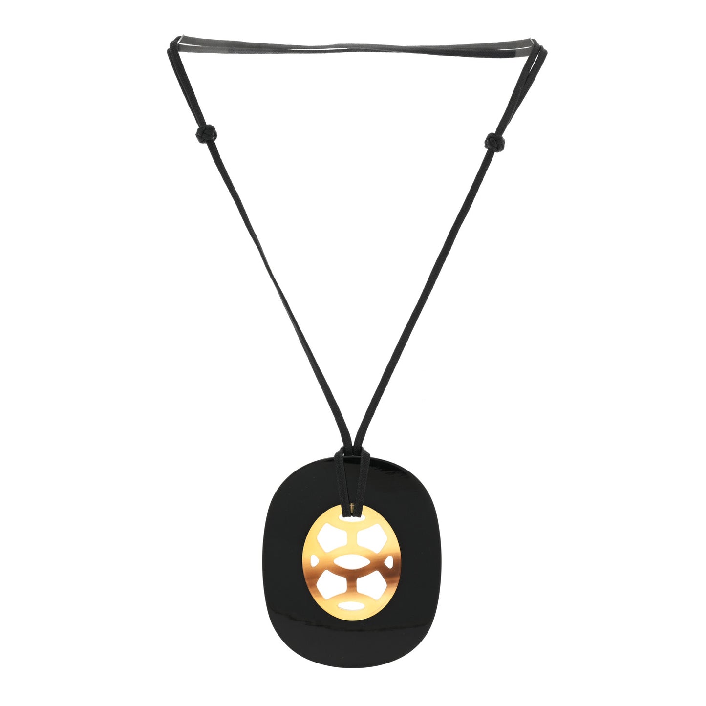 Buffalo Horn Lacquer Lift Necklace PM Black