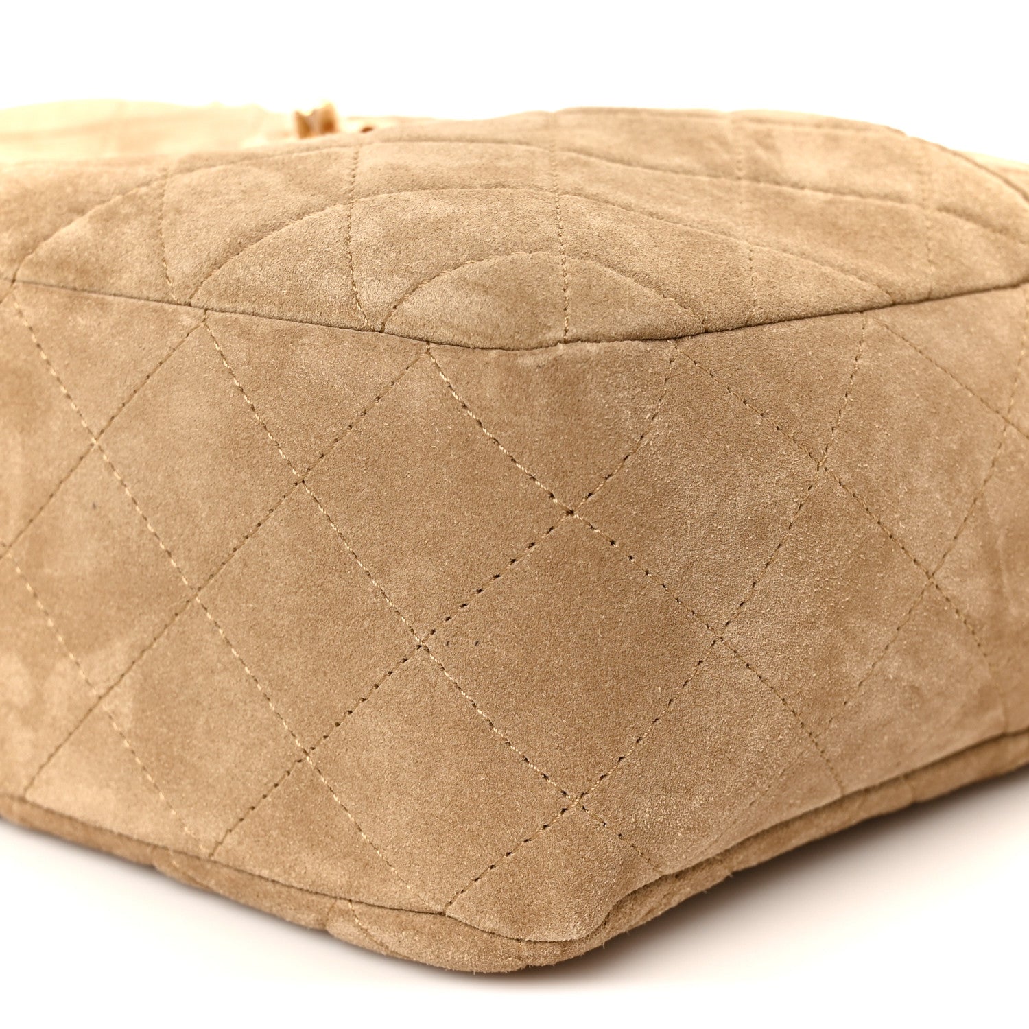 Chanel Suede Quilted Camerissimo Camera Case Dark Beige 10 of 11