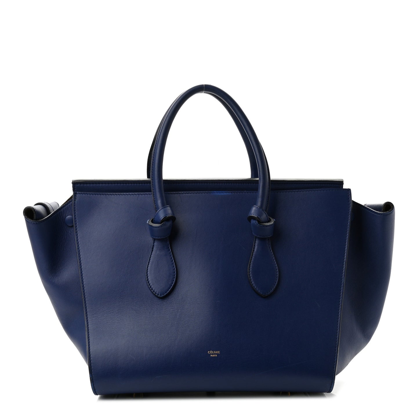Smooth Calfskin Small Tie Knot Tote Dark Indigo