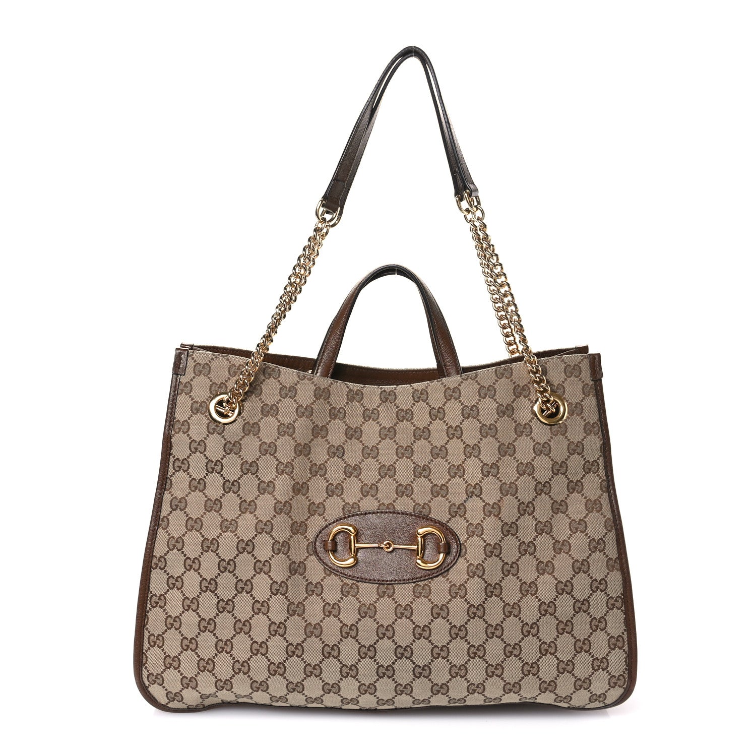 Gucci Monogram Calfskin Large Horsebit 1955 Tote Bag Beige Brown Sugar 1 of 13