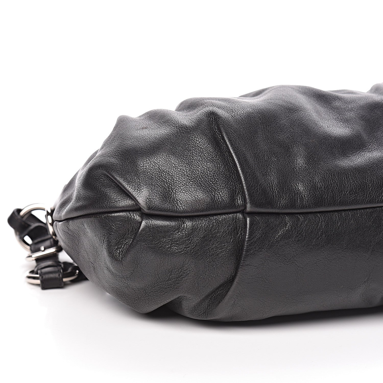 Prada Soft Calf Pleated Hobo Black 8 of 10