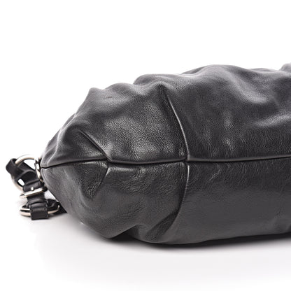 Prada Soft Calf Pleated Hobo Black 8 of 10
