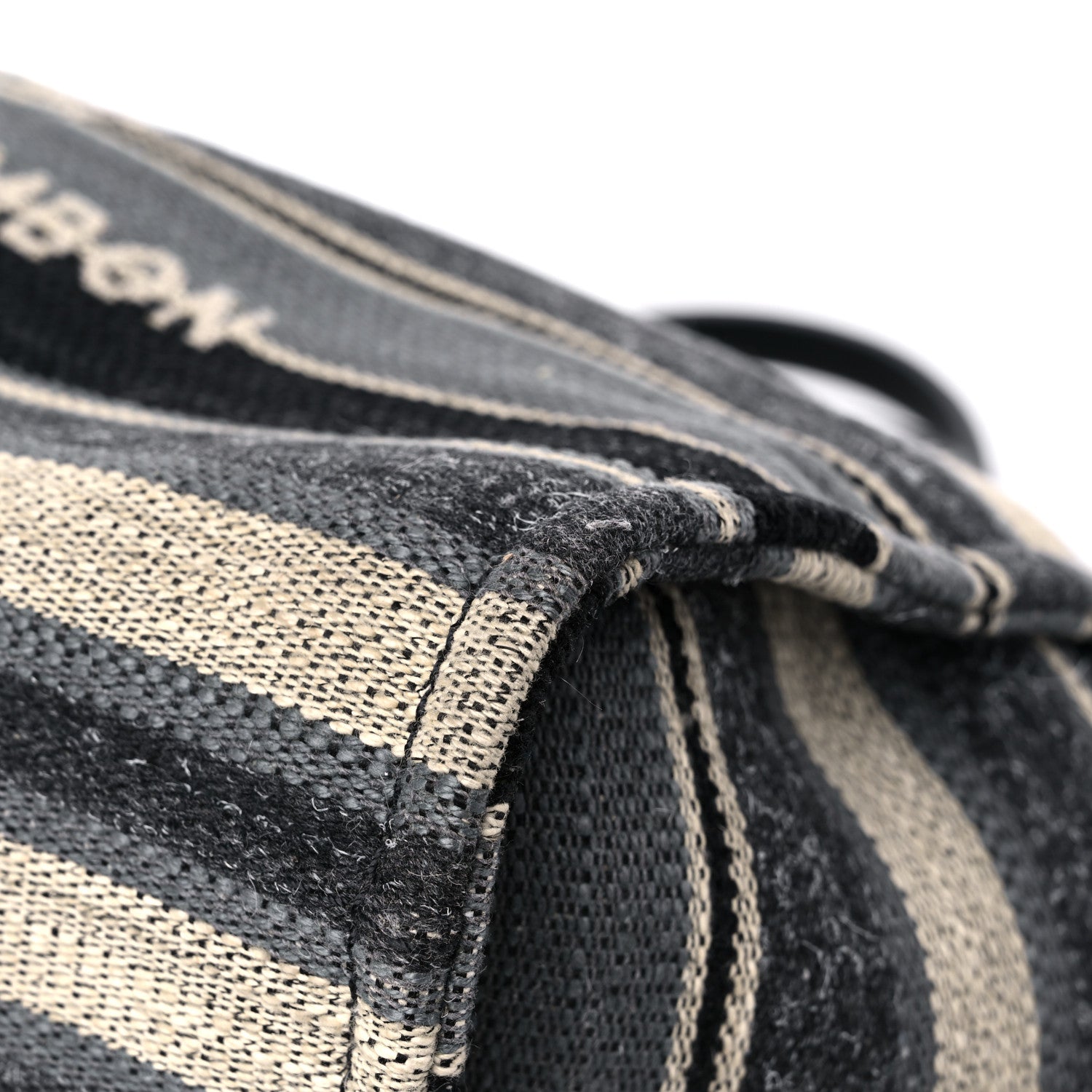 Chanel Striped Canvas Medium Deauville Tote Black 9 of 16