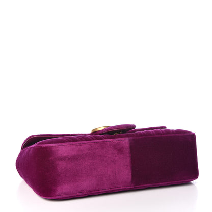 Gucci Velvet Matelasse Small GG Marmont Shoulder Bag Fuchsia Violet Cyclamen 4 of 9