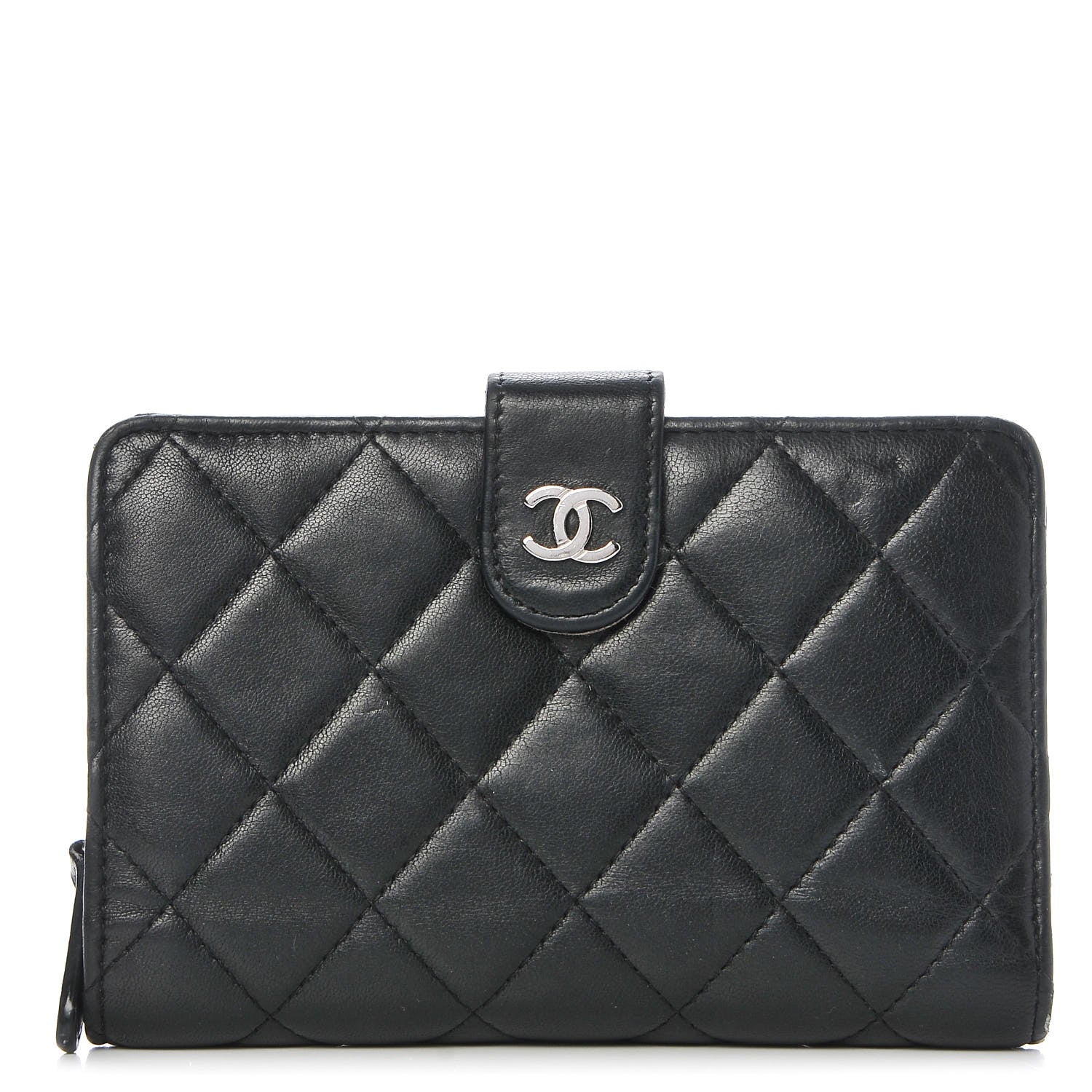 Chanel Lambskin Quilted Zipped Pocket Wallet Black 1 of 11