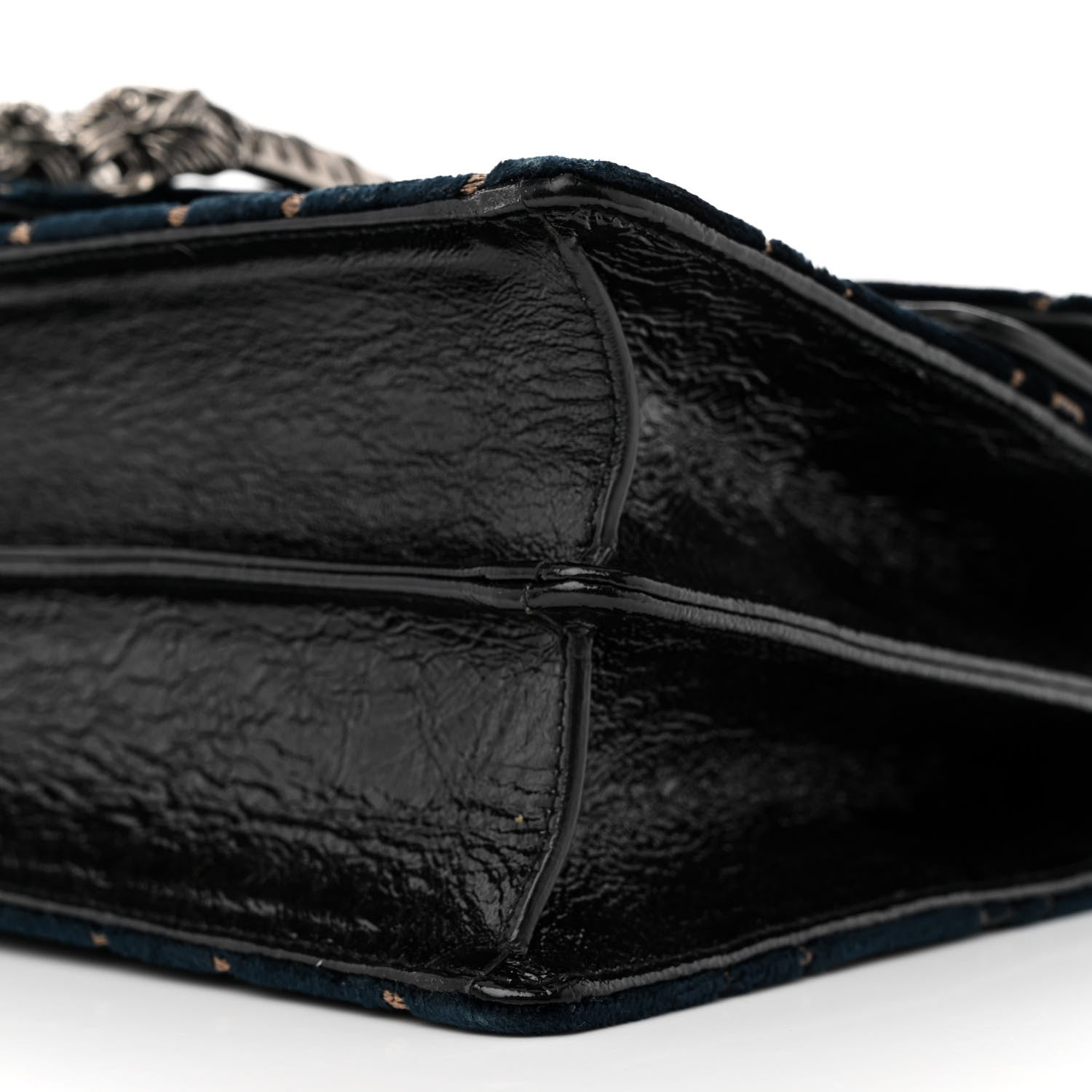 Gucci Velvet Skipper GG Monogram Small Dionysus Shoulder Bag Blue Beige Black 10 of 13