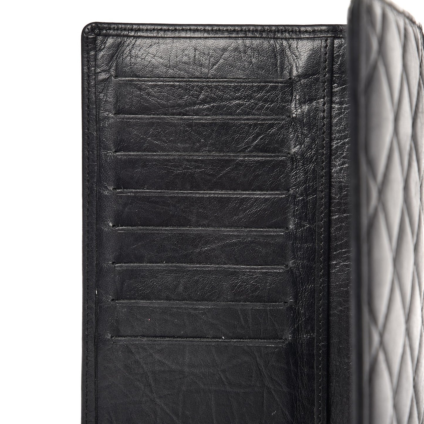 Calfskin Quilted Cambon Yen Wallet Black