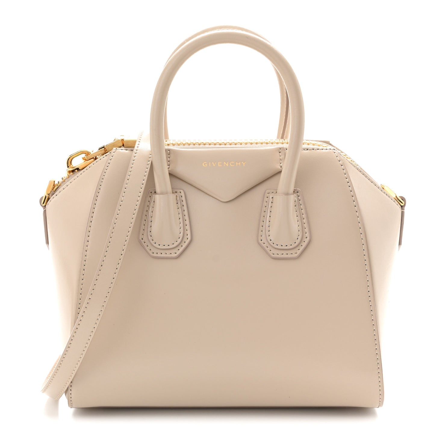 Shiny Lord Calfskin Mini Antigona Natural Beige