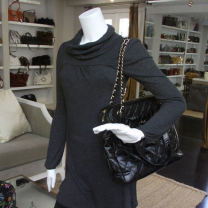 Chanel Glazed Crackled Jumbo PORTOBELLO Black 2 of 11