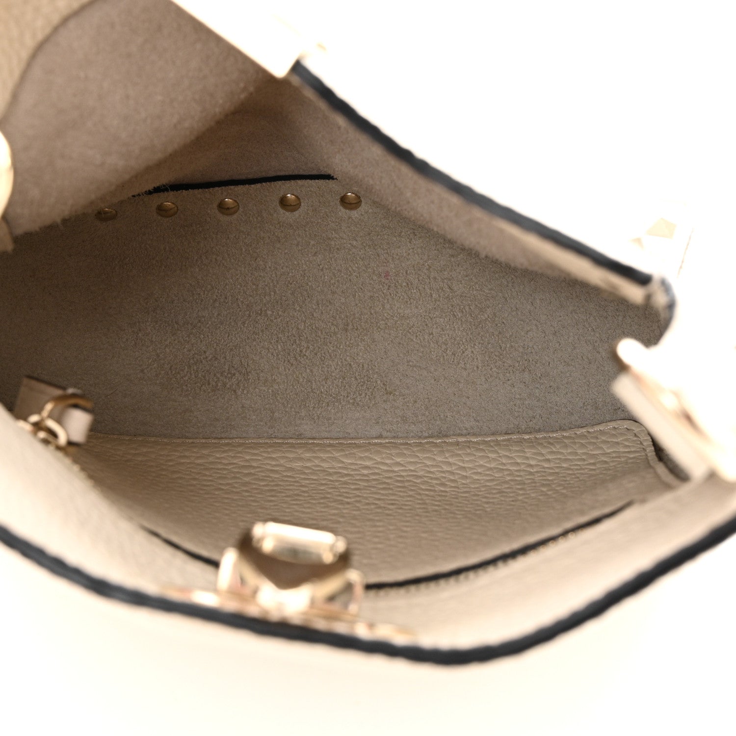 Valentino Garavani Pebbled Calfskin Mini Rockstud Flip-Lock Messenger Bag Light Ivory 5 of 10