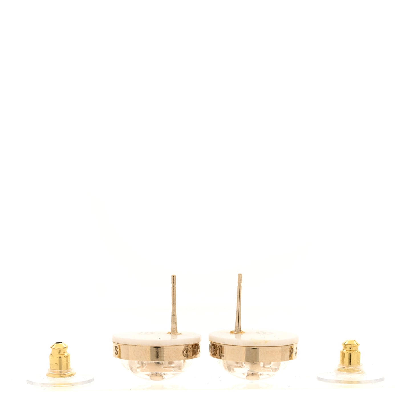 Resin CC Turnlock Earrings White Gold