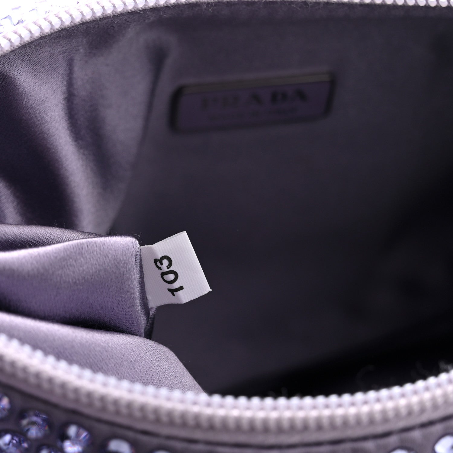 Prada Satin Crystal Mini Re-Edition 2000 Bag Glicine 7 of 10