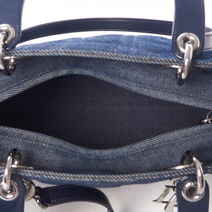 Christian Dior Denim Cannage Medium Lady Dior Blue 4 of 8