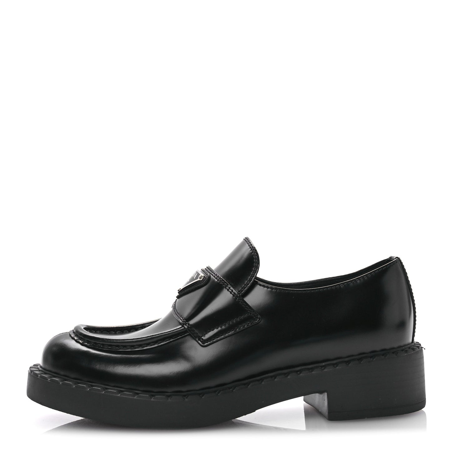 Spazzolato Metal Triangle Logo 50mm Loafers 37 Black
