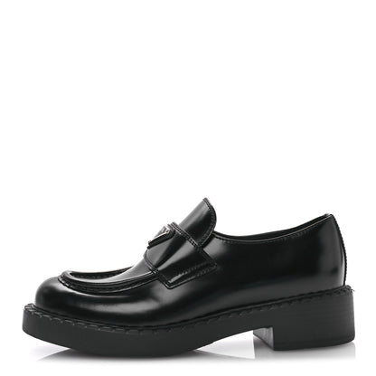 Prada Spazzolato Metal Triangle Logo 50mm Loafers 37 Black 1 of 8