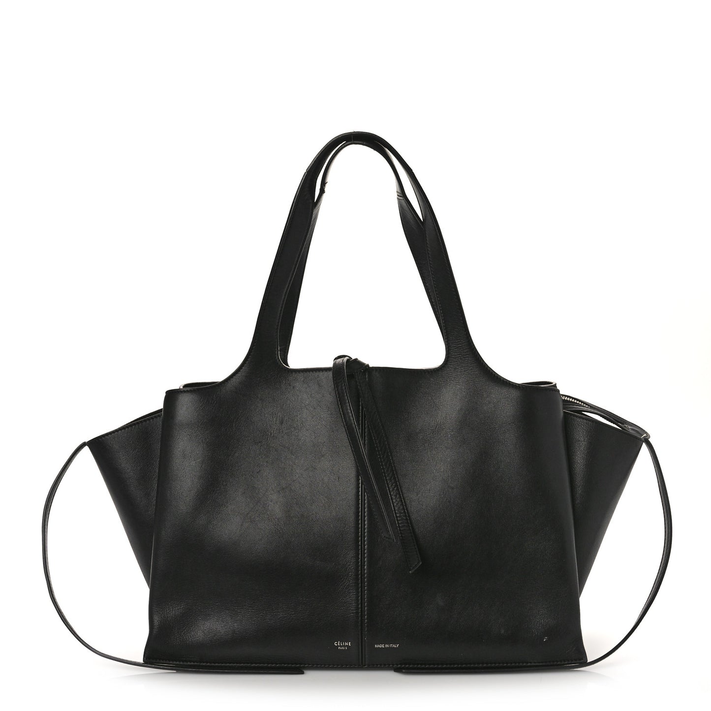 Supple Natural Calfskin Medium Tri-Fold Bag Black