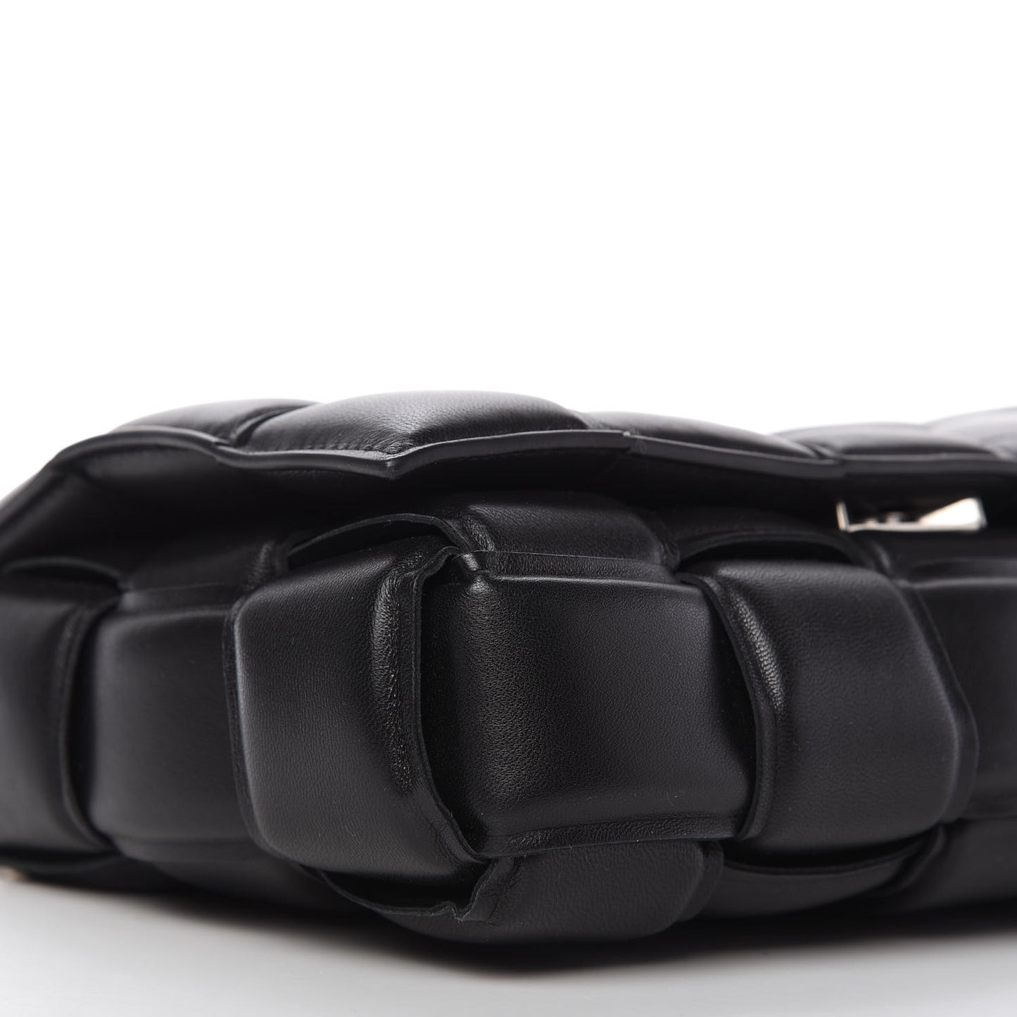 Lambskin Maxi Intreccio Padded Chain Cassette Crossbody Bag Black
