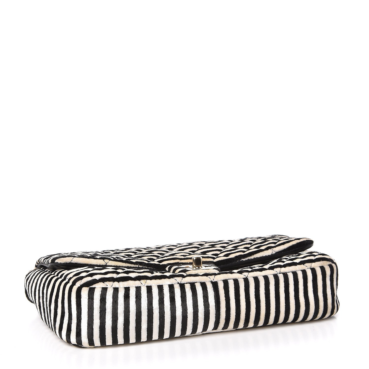 Chanel Velvet Quilted Medium Flap Black White 4 of 12