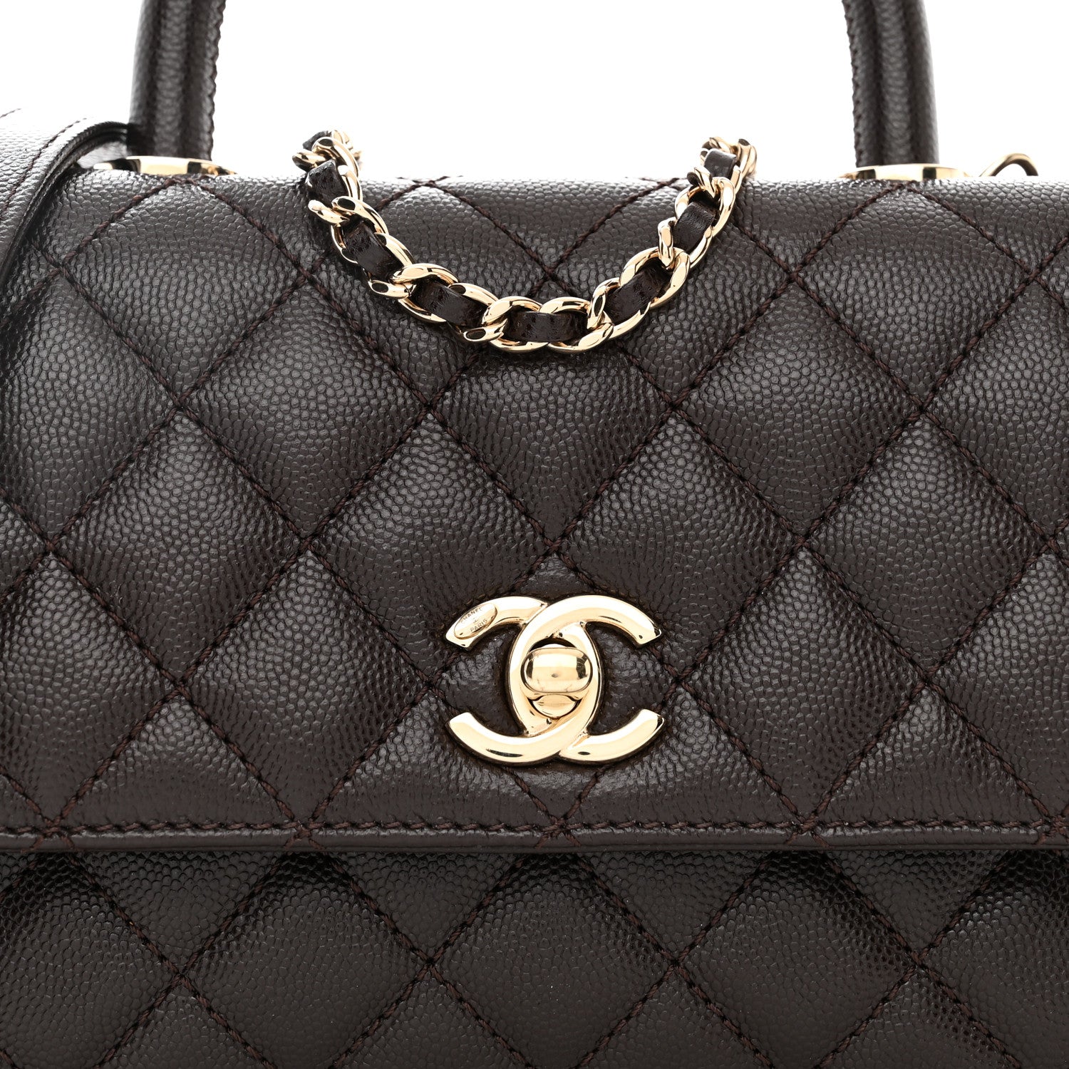 Chanel Caviar Quilted Mini Coco Handle Flap Dark Brown 8 of 11