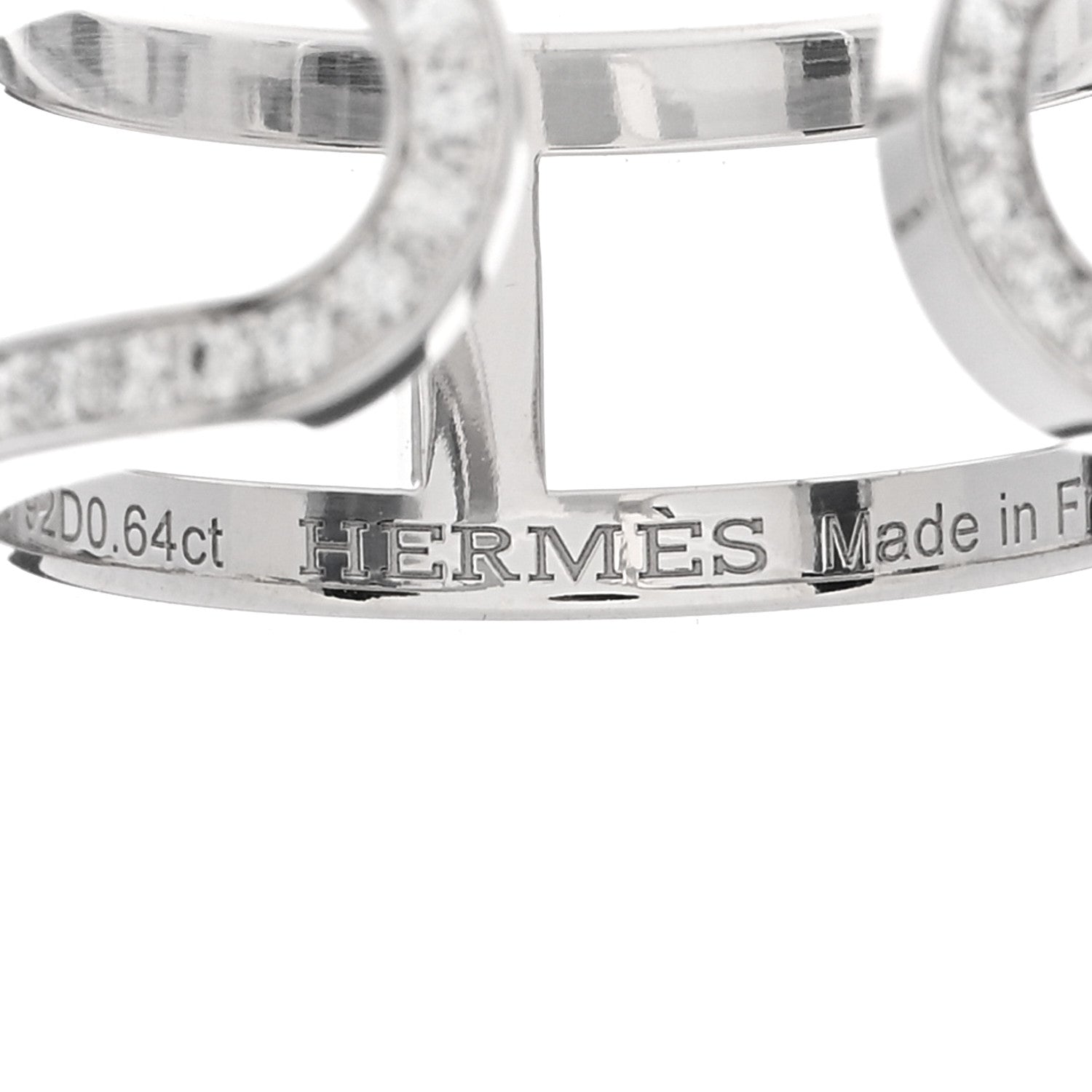 Hermes 18K White Gold Diamond MM Ever Chaine D'Ancre Ring 55 7.25 4 of 5