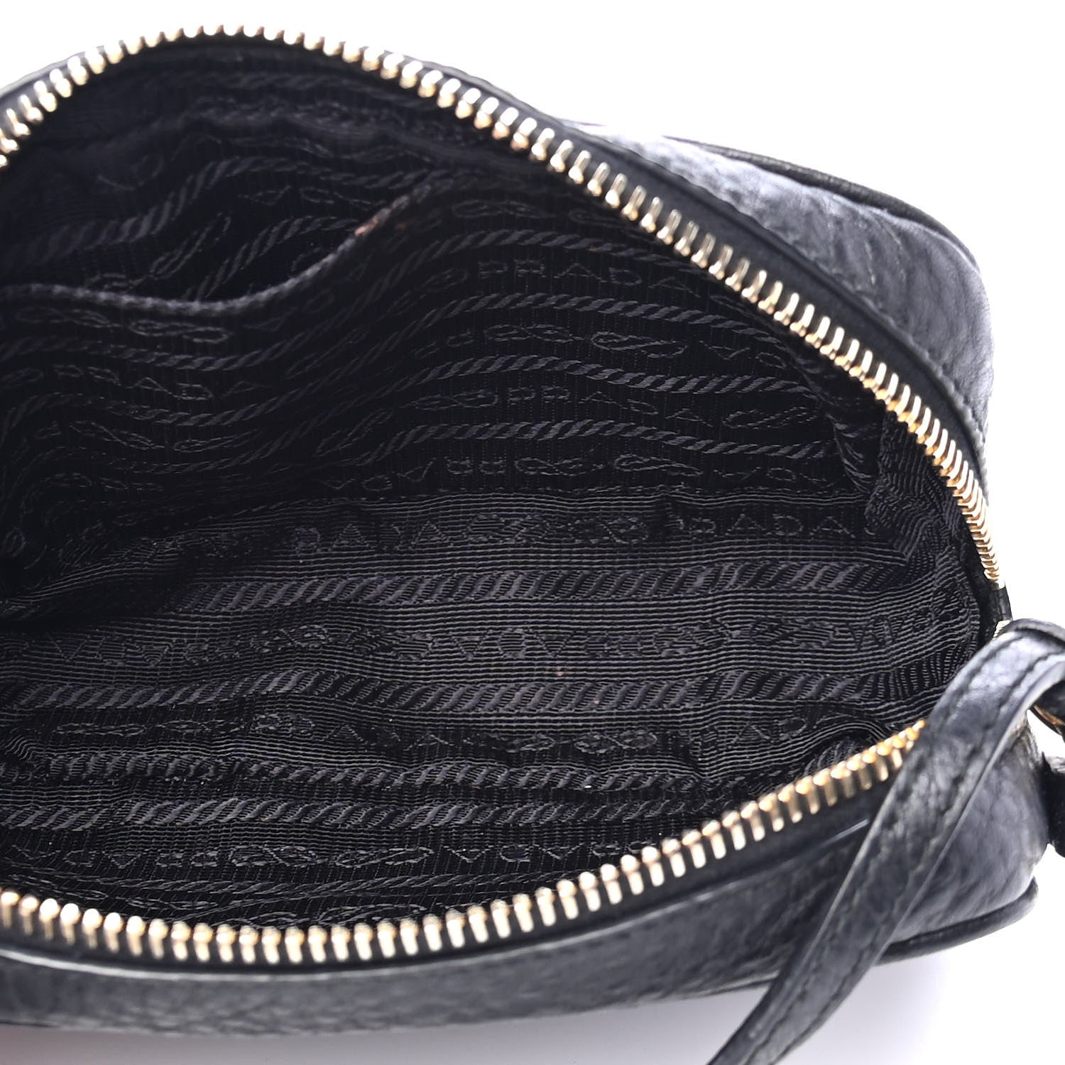 Prada Pebbled Calfskin Pochette Bag Black 4 of 4