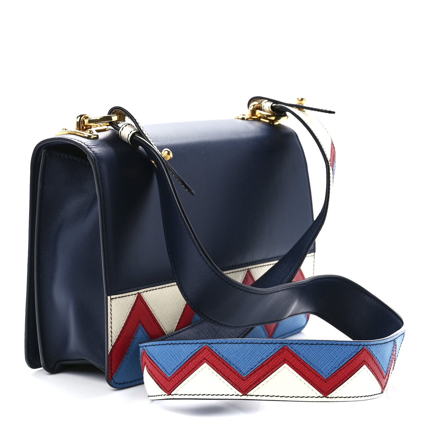 City Calf Saffiano Greche Flap Bag Baltico Rosso