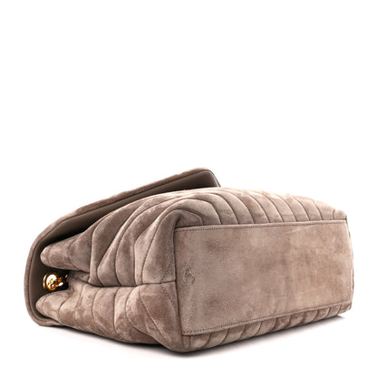 Saint Laurent Suede Y Quilted Monogram Medium Loulou Chain Satchel Taupe 4 of 11