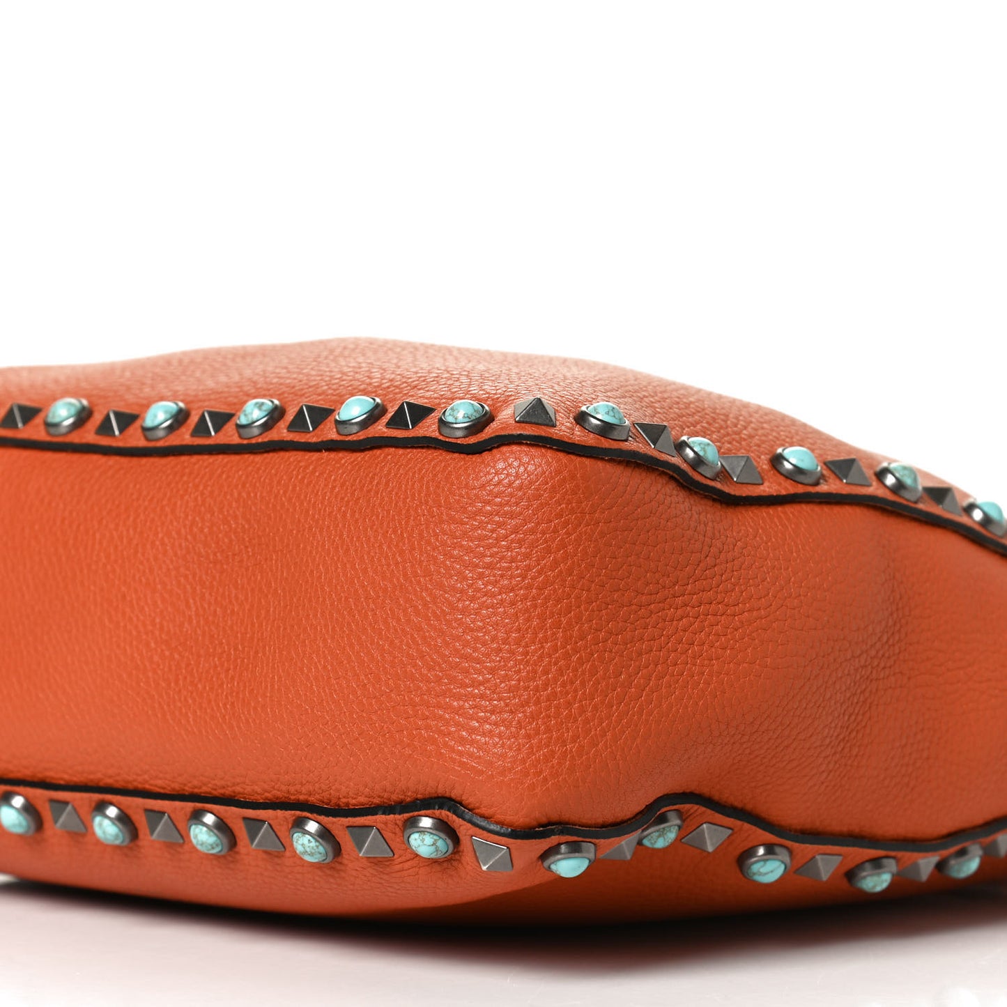 Pebbled Calfskin Small Guitar Strap Rockstud Rolling Flip-Lock Messenger Bag Orange