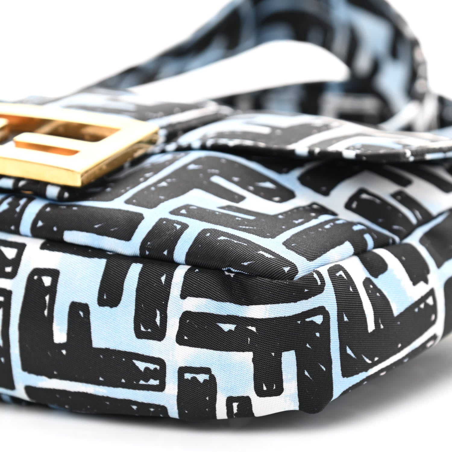 Fendi X JOSHUA VIDES Nylon FF Cloudy Mini Belt Baguette Bag White Celeste Black 10 of 10