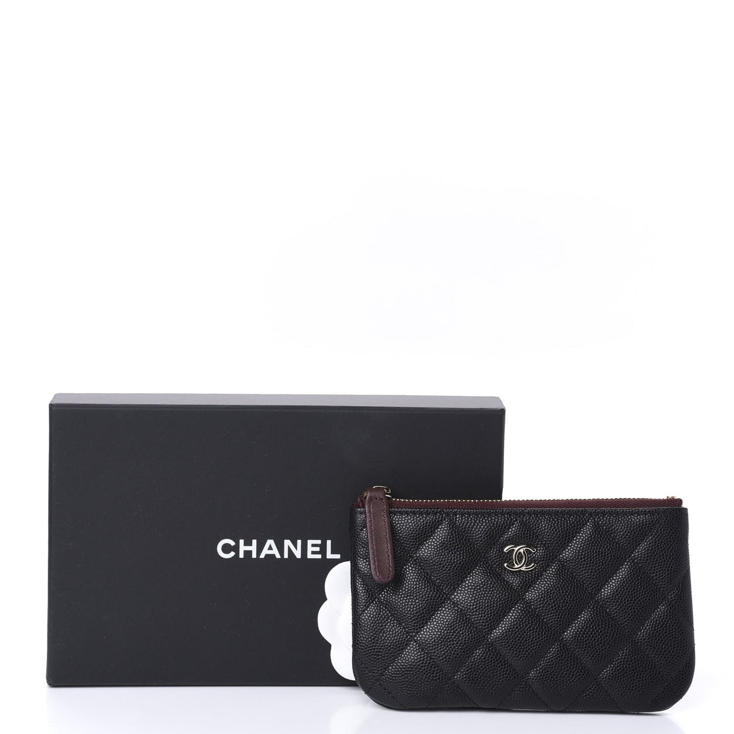 Caviar Quilted Small Cosmetic Case Black
