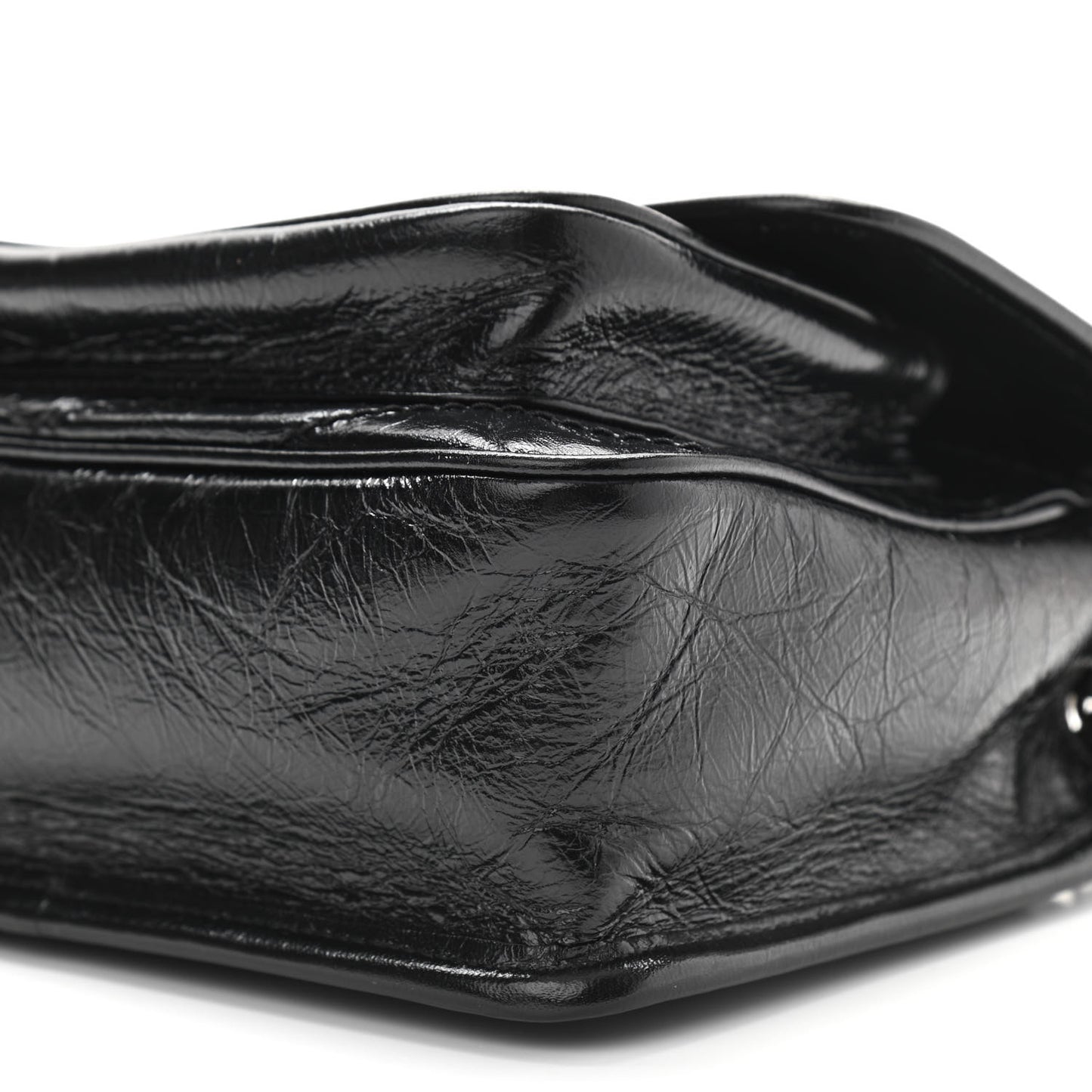 Crinkled Calfskin Matelasse Monogram Baby Niki Chain Satchel Black