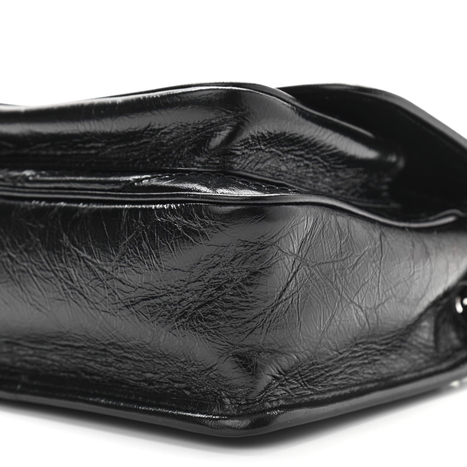 Saint Laurent Crinkled Calfskin Matelasse Monogram Baby Niki Chain Satchel Black 11 of 13