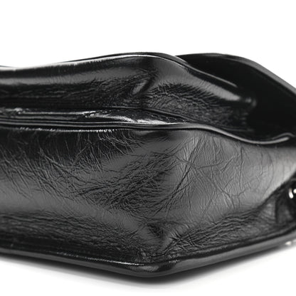 Saint Laurent Crinkled Calfskin Matelasse Monogram Baby Niki Chain Satchel Black 11 of 13