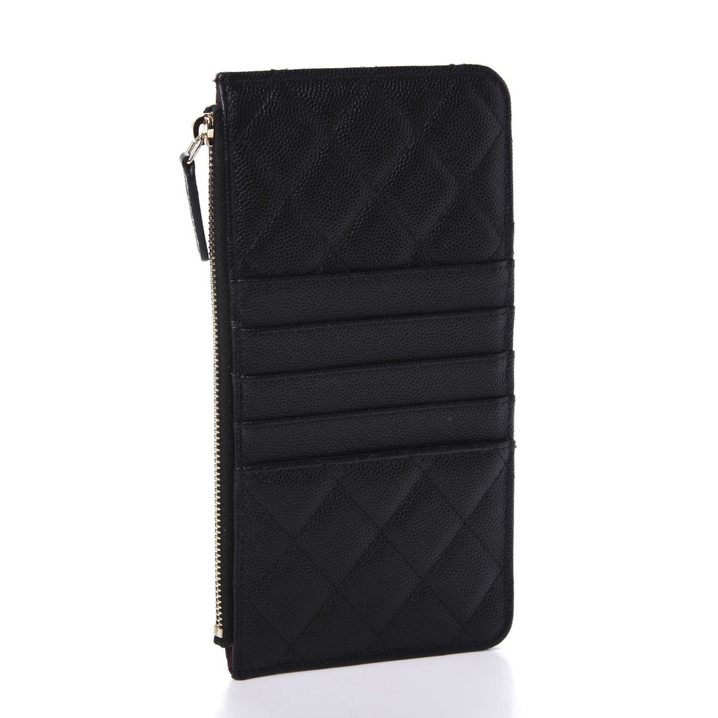 Caviar Quilted Classic Flat Wallet Pouch Black
