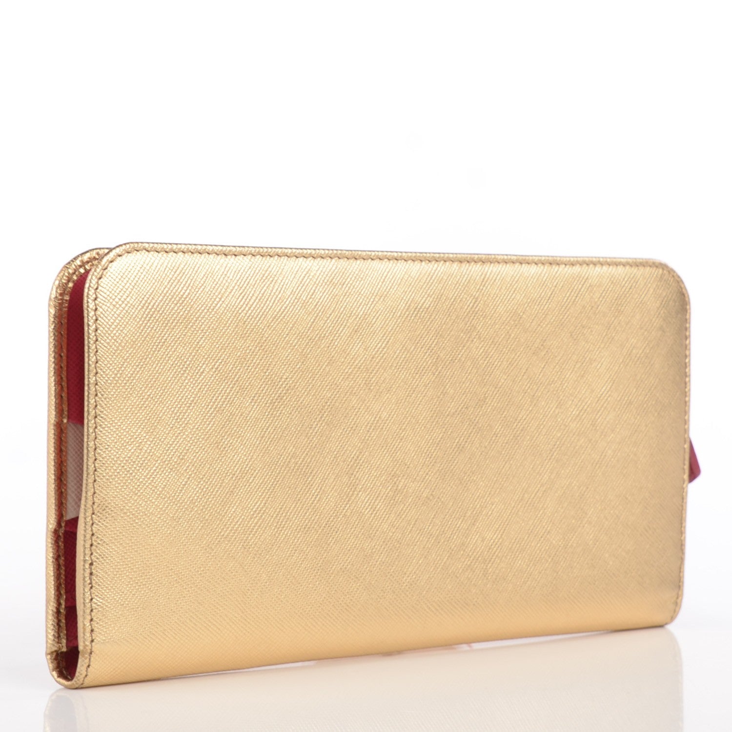 Prada Saffiano Metal Tri-Color Organizer Wallet Platino 3 of 9