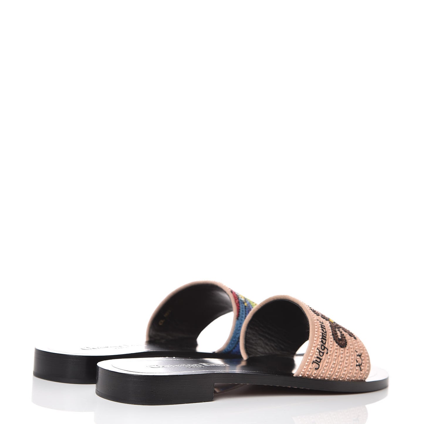 Canvas Embroidered Motherpeace Tarot "Judgement" Slide Sandals 38 Multicolor