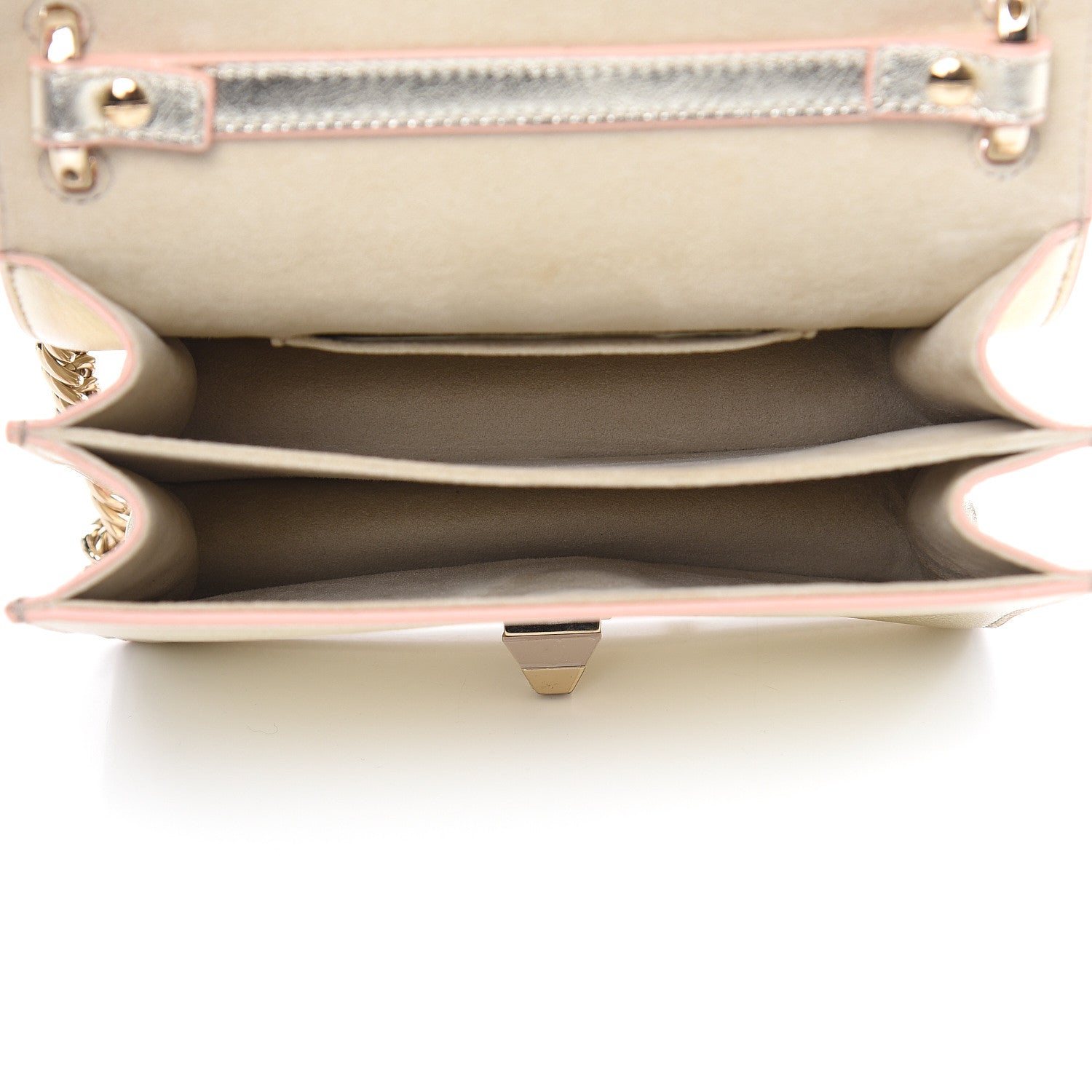 Fendi Vitello Catalan Mirror Scalloped Multi Studded Small Kan I Shoulder Bag Champagne 5 of 11