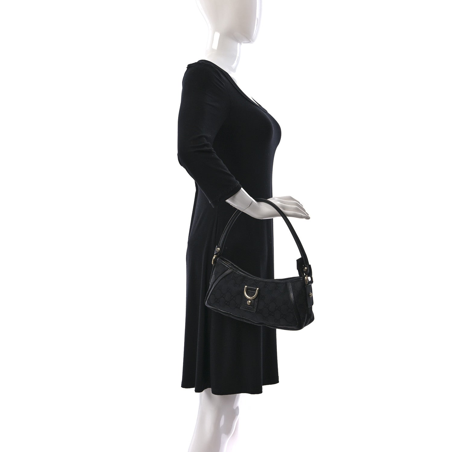 Gucci Monogram D Ring Abbey Pochette Black 2 of 16