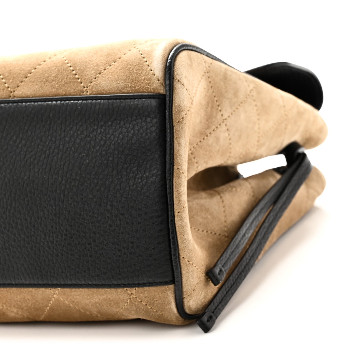 Grained Calfskin Suede Urban Essentials Shopping Bag Dark Beige Black