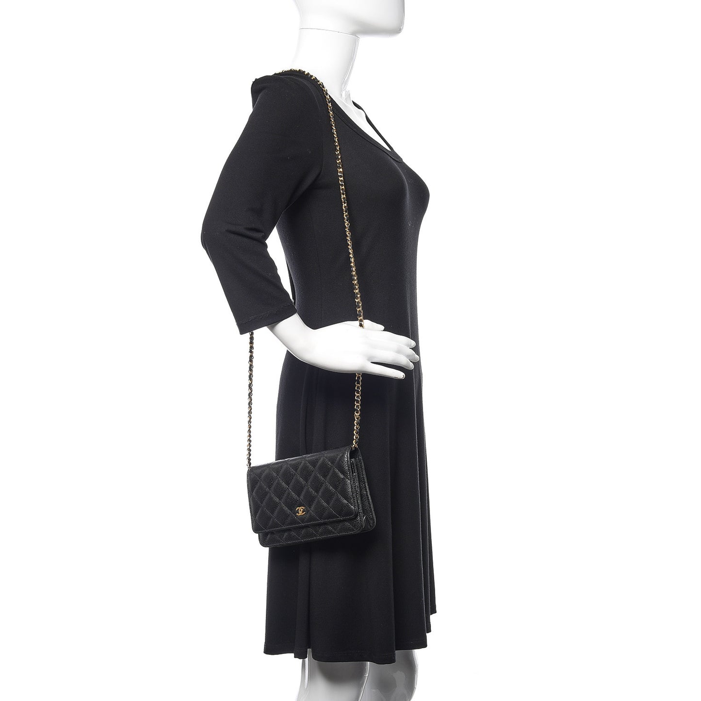 Caviar Quilted Wallet On Chain WOC Black