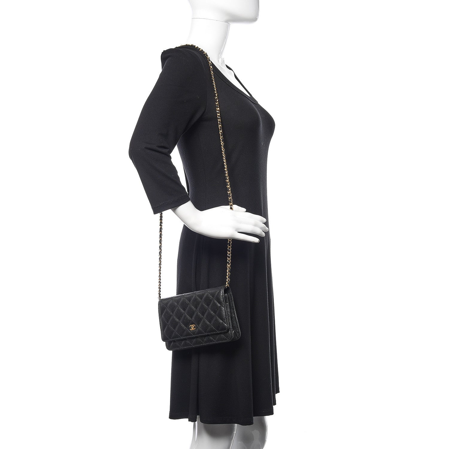 Chanel Caviar Quilted Wallet On Chain WOC Black 2 of 12