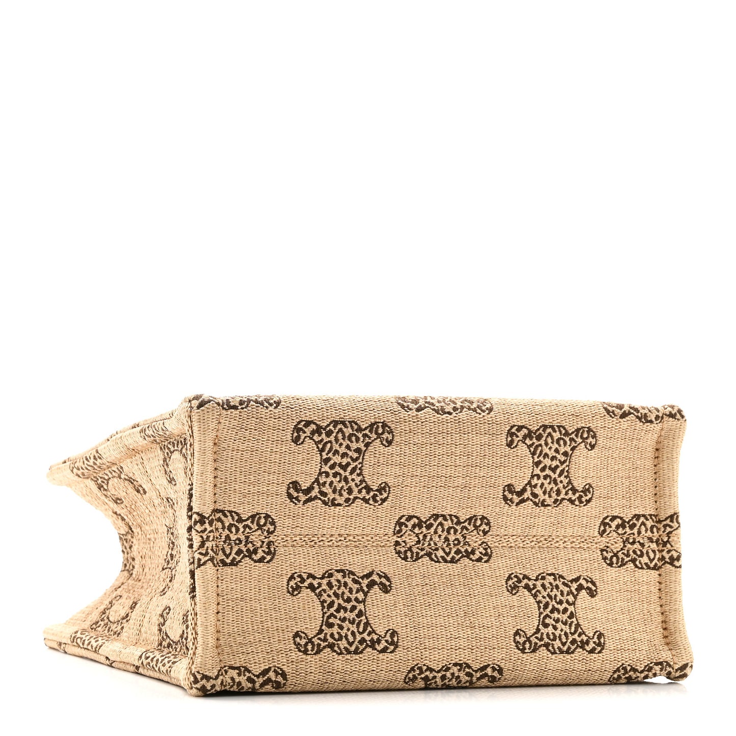 Raffia Effect Calfskin Triomphe Jacquard Small Cabas Natural Tan