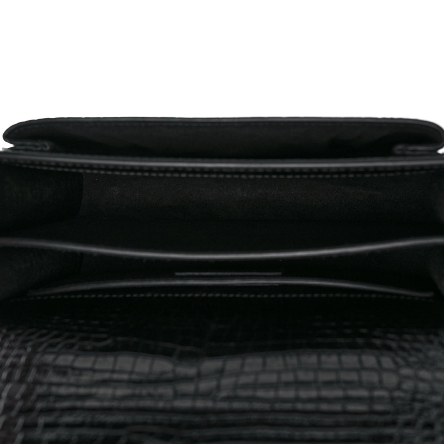 Calfskin Crocodile Embossed Medium Monogram Sunset Black